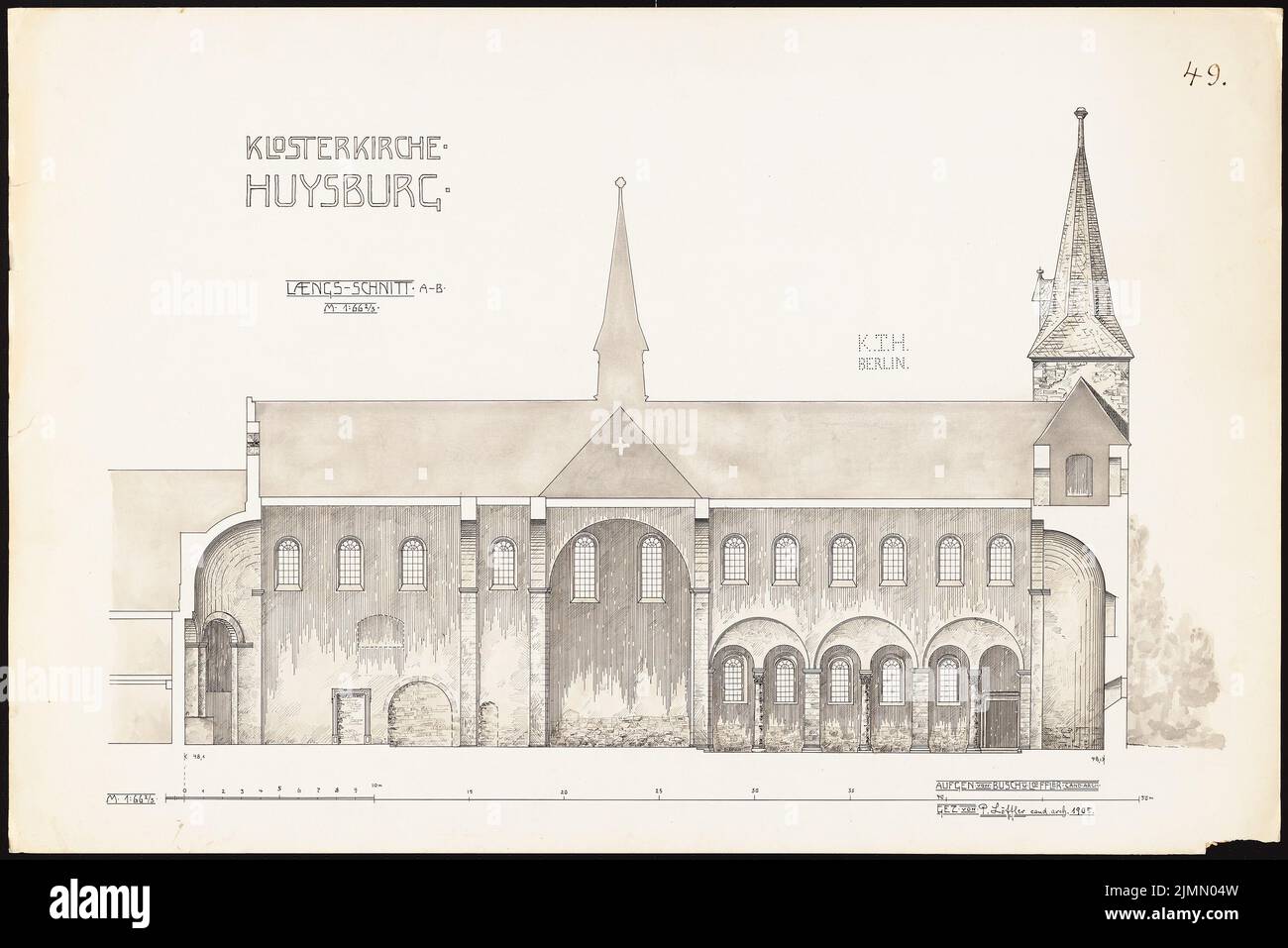 Löffler Paul, Klosterkirche Huysburg (1905) : section longitudinale 1:66. Aquarelle de Tusche, 67,8 x 101,6 cm (y compris les bords de numérisation) Banque D'Images