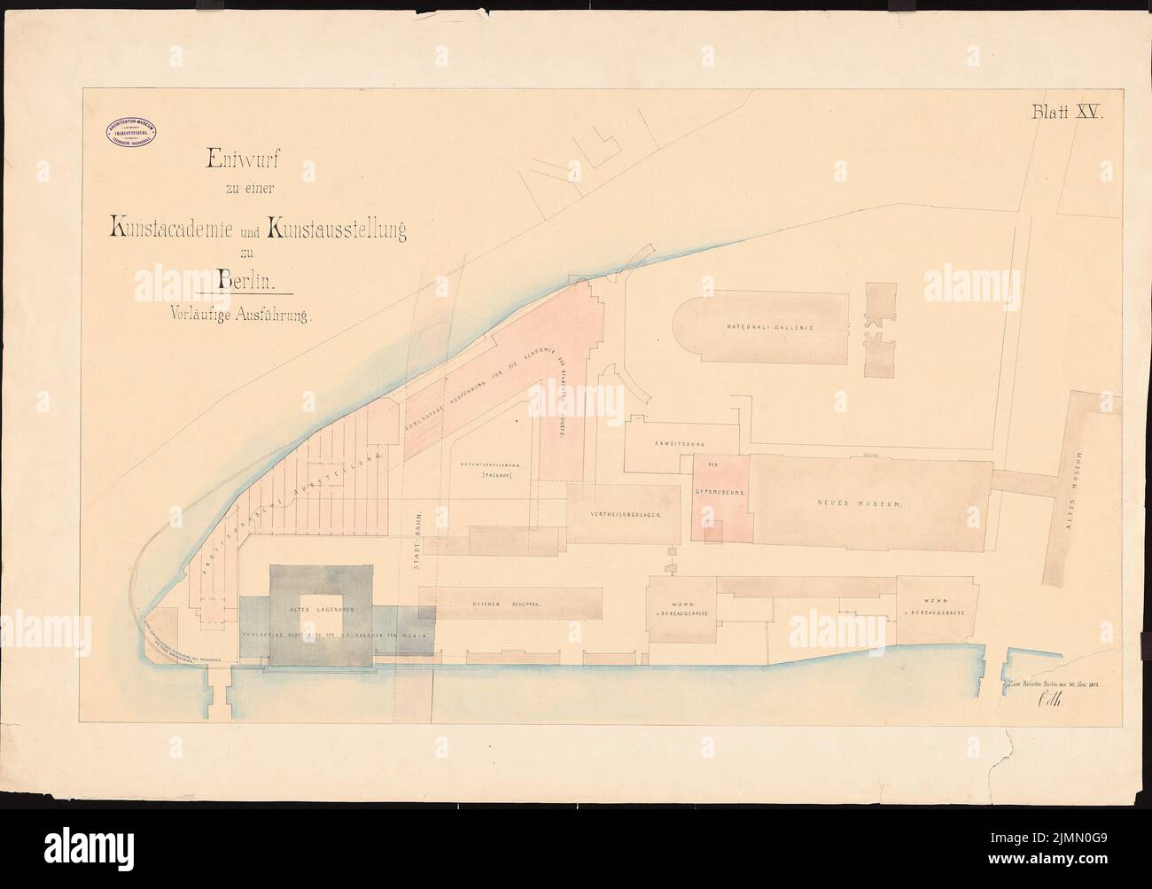 Orth August (1828-1901), collection d'art sur l'île des musées, Berlin. Projet II (30 novembre 1875) : Ministère, proposition pour la première phase de construction. Encre, aquarelle crayon sur la boîte, 73,2 x 104,3 cm (y compris les bords de numérisation) Banque D'Images