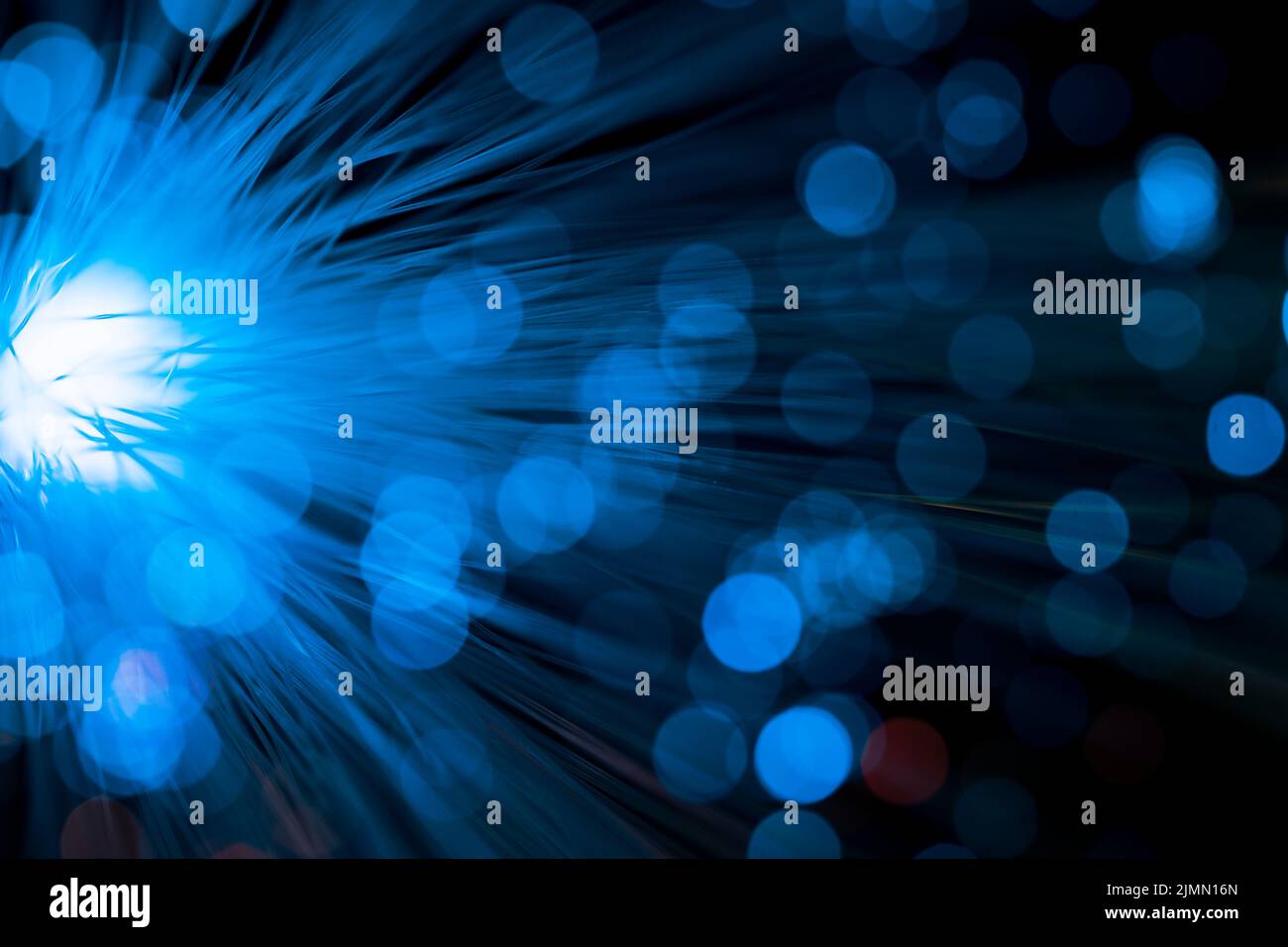 Lumière vive avec fibre optique bleue Banque D'Images