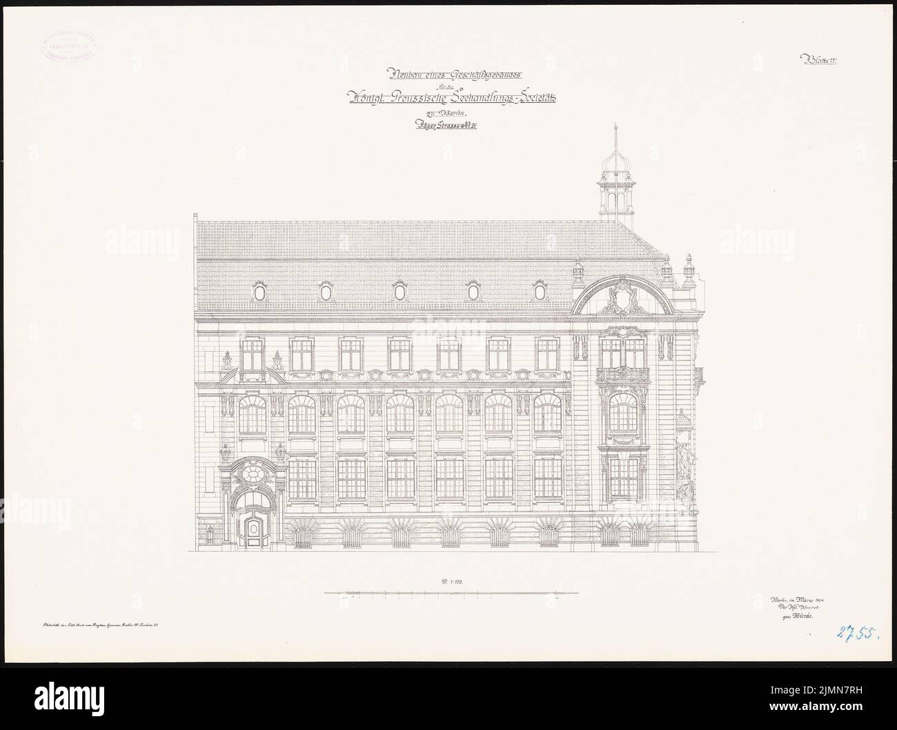 Kieschke Paul (1851-1905), Seabeave prussien à Berlin (1901-1903): View Jägerstr. Lithographie, 50,9 x 68,4 cm (y compris les bords de numérisation) Banque D'Images