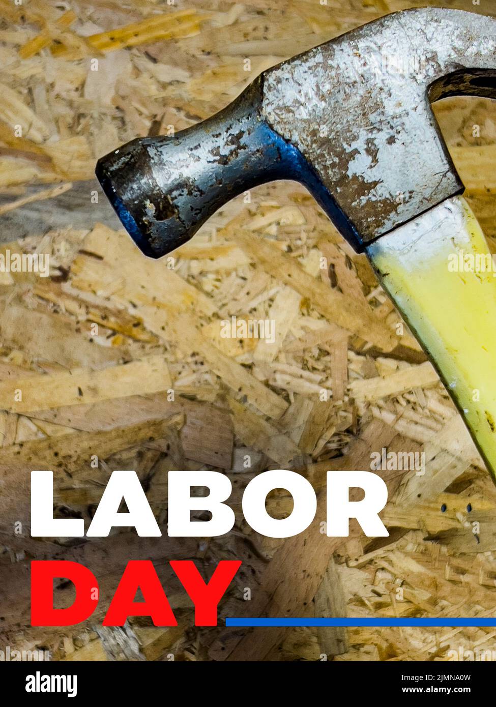 Happy Labor Day texte concept: Outil de construction de marteau sur fond de bois, avec espace de copie. Modèle de conception. Bannière d'illustration vectorielle. 3D rendu Banque D'Images Happy Labor Day texte concept: Outil de construction de marteau sur fond de bois, avec espace de copie. Modèle de conception. Bannière d'illustration vectorielle. 3D rendu Banque D'Images