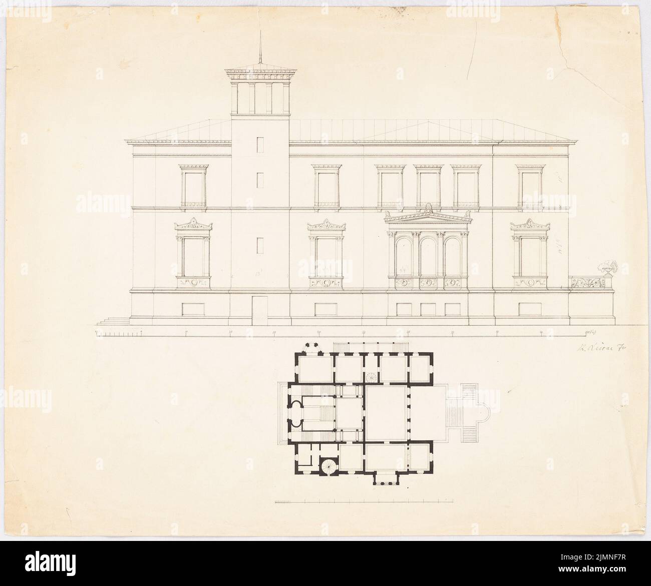 Lucae Richard (1829-1877), Villa (1876): Vue, plan d'étage. Encre sur papier, 47,6 x 57,3 cm (y compris les bords de numérisation) Banque D'Images