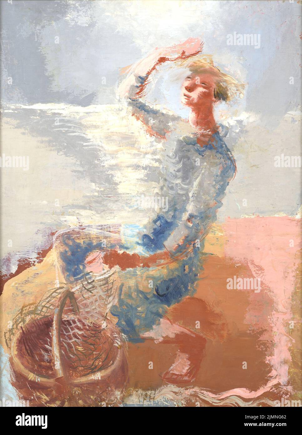 Karin LUT - Fisher Girl sur la plage - 1943 Banque D'Images