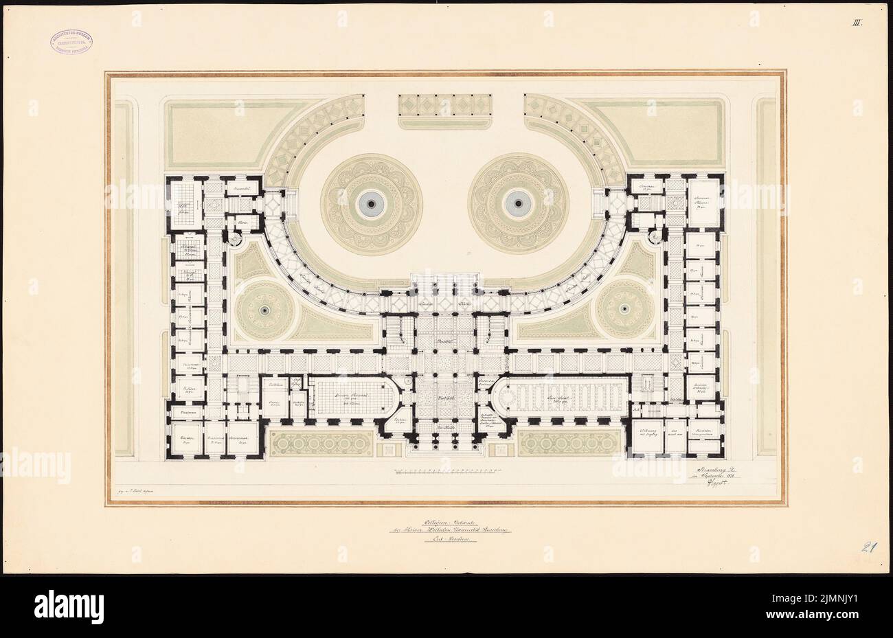 Eggert Hermann (1844-1920), bâtiment de l'université Kaiser-Wilhelm de Strasbourg (09,1878): Grundriss EG 1: 200. Tuche aquarelle sur la boîte, 62 x 95,9 cm (y compris les bords de numérisation) Banque D'Images