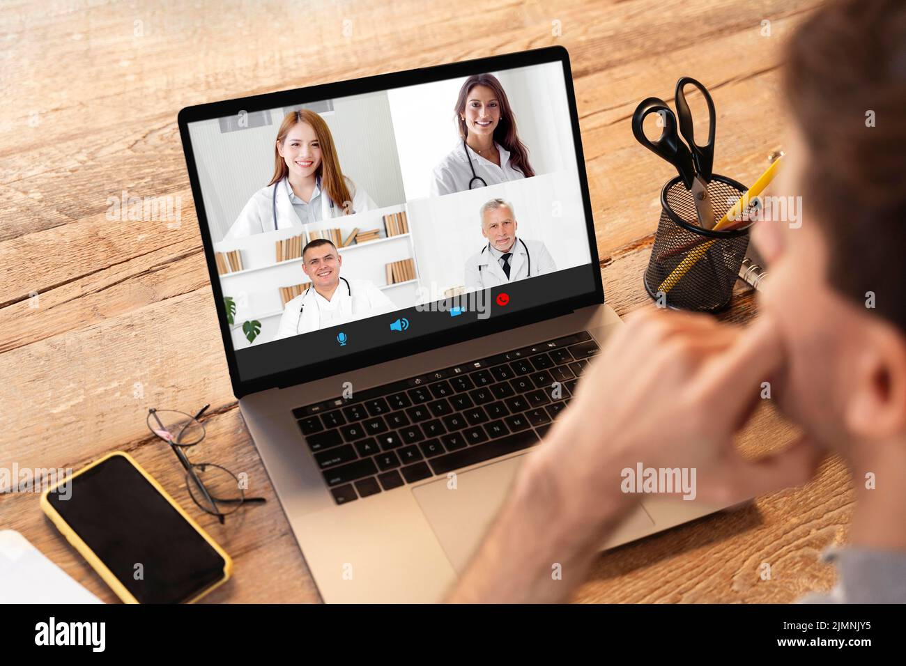 Ordinateur portable de conférence en ligne pour les réunions d'équipe Banque D'Images