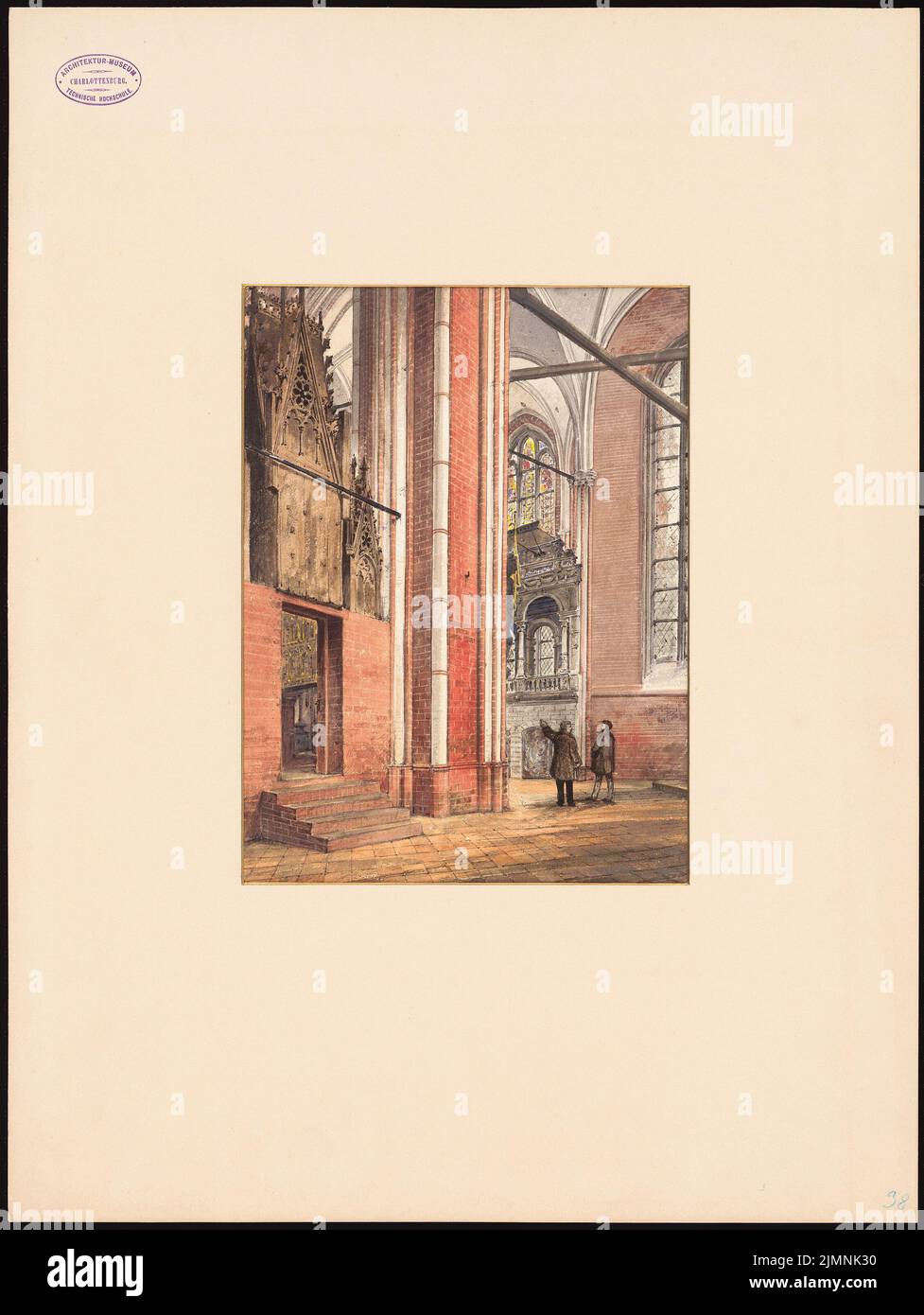 Elis Carl (1838-1889), Eglise de Doberan (1883): Perspective intérieur vue côté allée de la chorale. Aquarelle crayon sur la boîte, 64,6 x 48,6 cm (y compris les bords de numérisation) Banque D'Images