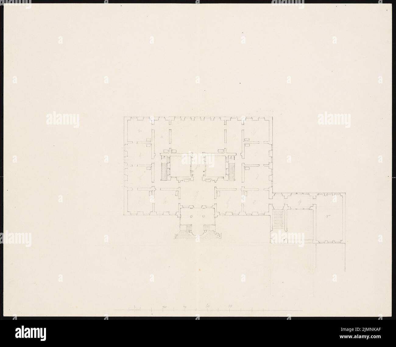 Knoblauch Eduard (1801-1865), manoir de Lauchstädt (env 1848): plan d'étage. Encre, 35 x 43,4 cm (y compris les bords de numérisation) Banque D'Images