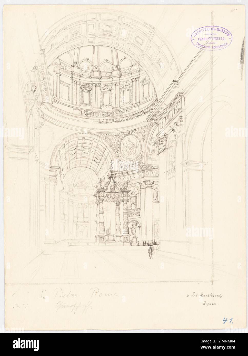 Knoblauch Julius, croquis de riz Rome (1882-1883): Saint-Pierre, perspective de l'intérieur. Encre, crayon sur carton, 36,2 x 26,9 cm (y compris les bords de numérisation) Knoblauch Julius : Reiseskizzen ROM Banque D'Images