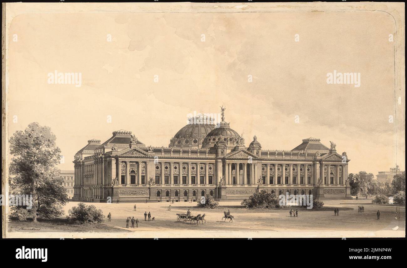 Kayser & von Großheim, Reichstag, Berlin (1882) : vue panoramique depuis la Königsplatz. Tuche aquarelle, carton blanc à anses, 54,2 x 91,7 cm (y compris les bords de balayage) Kayser & von Großheim : Reichstag, Berlin. Zweiter Wettbewerb Banque D'Images