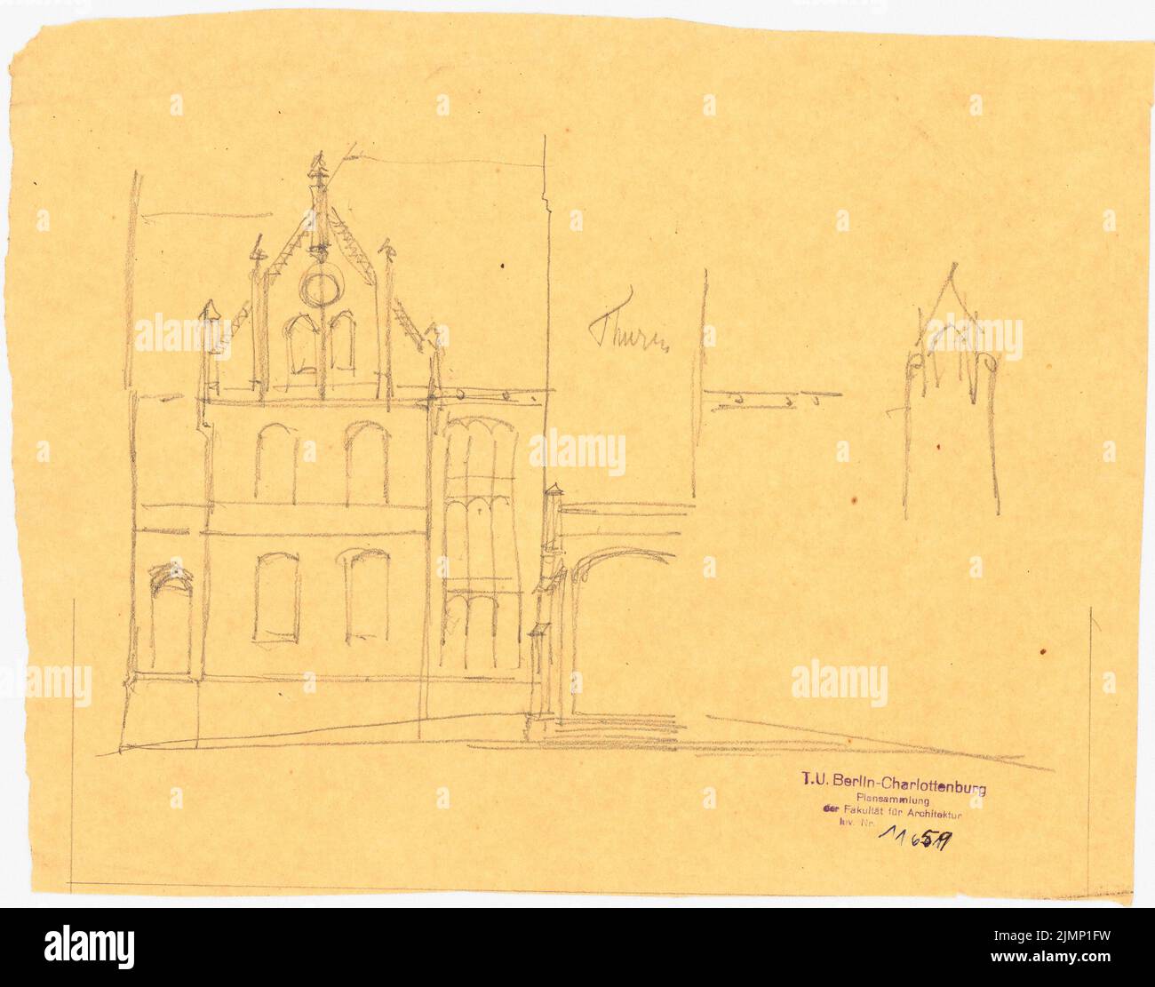 Lüdecke Carl Johann Bogislaw (1826-1894), Château de Zalesie près de Borek (1873): Tournant la façade est (?). Crayon sur transparent, 25,6 x 32,6 cm (y compris les bords de balayage) Lüdecke Carl Johann Bogislaw (1826-1894): Schloss Zalesie, Borek Banque D'Images