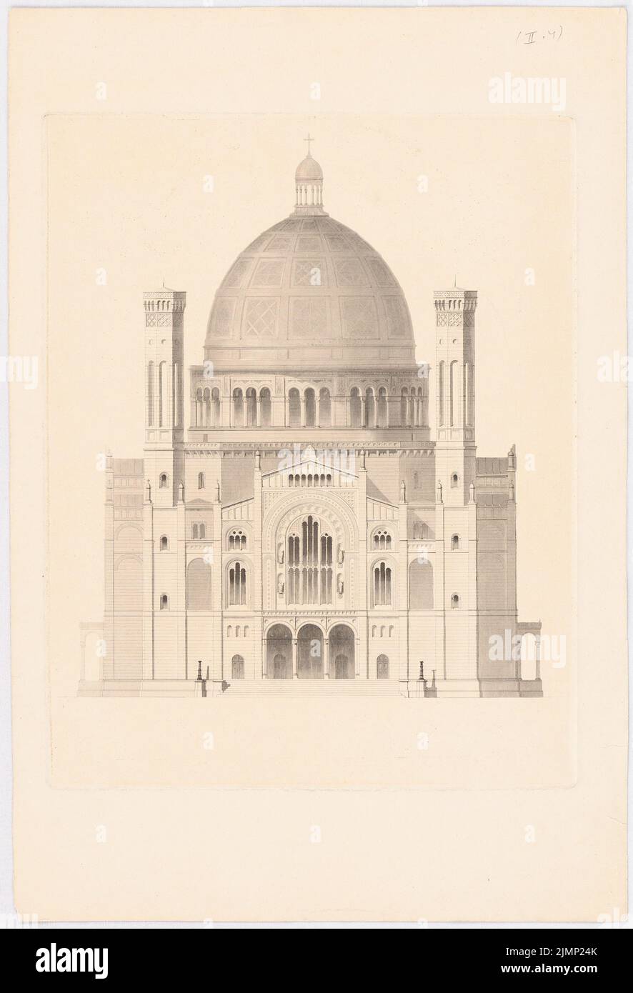 Lange Ludwig (1808-1868), Eglise du Rédempteur à Athènes (1861) : vue de face supérieure. Pression sur carton, 50,3 x 34,3 cm (y compris les bords de balayage) Lange Ludwig (1808-1868): Erlöserkirche, Athen Banque D'Images