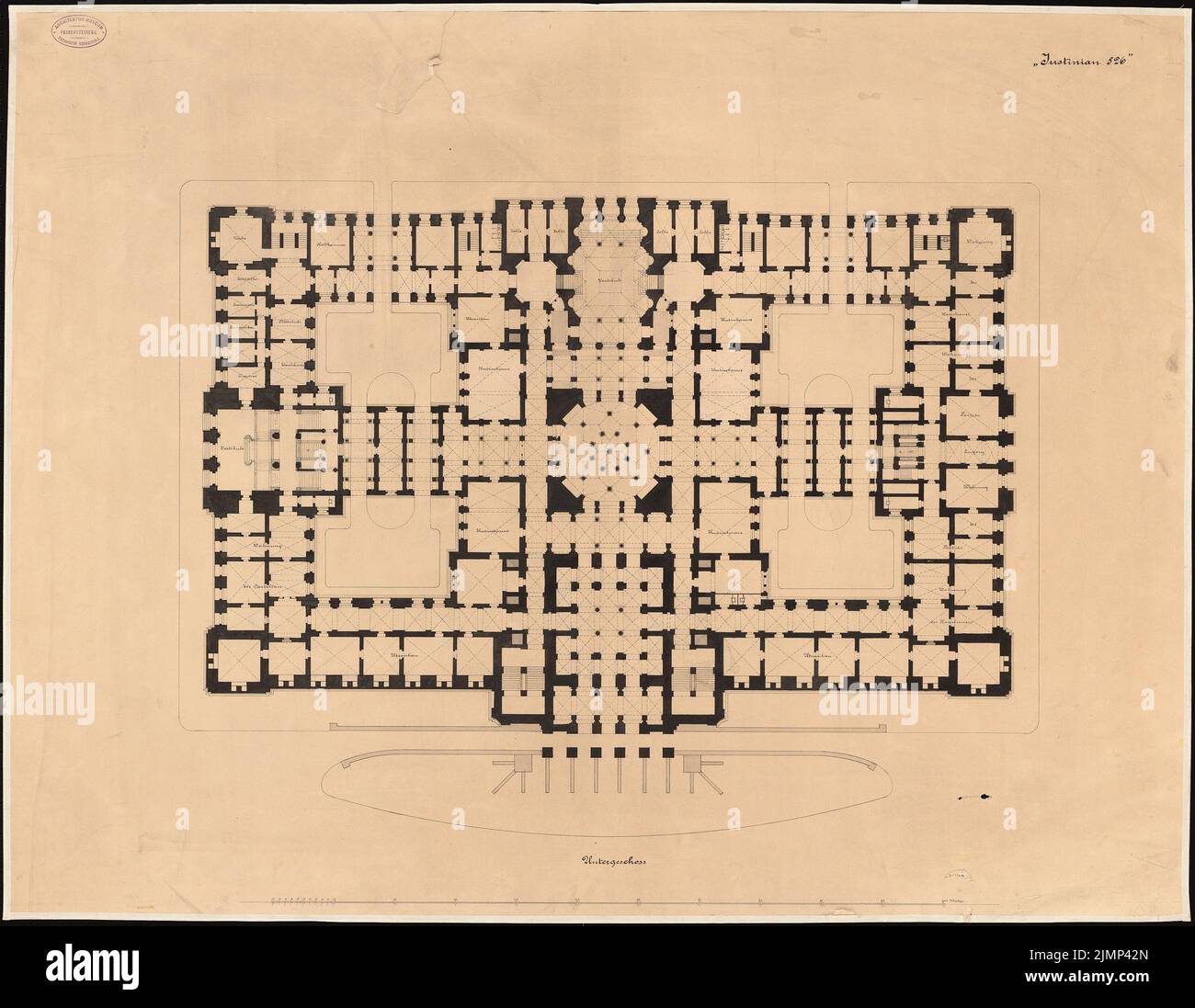Giese & Weidner, Reichsgericht à Leipzig (sans date): Plan d'étage 1: 200. Tuche aquarelle sur la boîte, 75,7 x 97,7 cm (y compris les bords de balayage) Giese & Weidner : Reichsgericht, Leipzig Banque D'Images