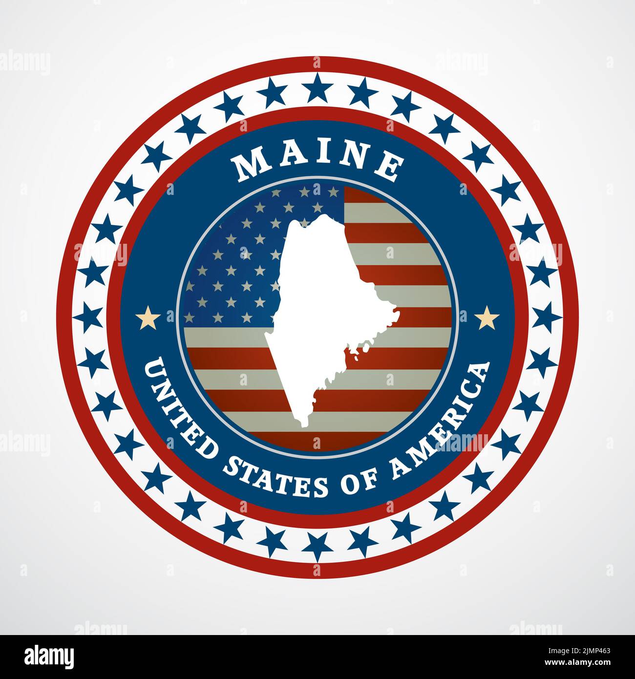 Étiquette avec carte du Maine Banque D'Images
