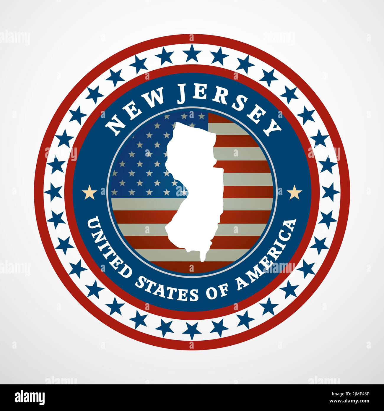 Étiquette avec carte du New Jersey Banque D'Images