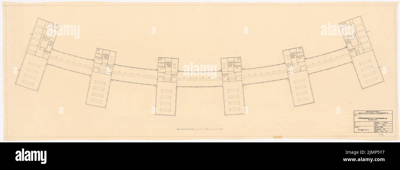 Poelzig Hans (1869-1936), I.G.-Colors à Francfort-sur-le-main. Bâtiment administratif (08/08/1929): Grenier Grundriss 1: 200. Crayon sur transparent, 50,5 x 141,5 cm (y compris les bords de balayage) Poelzig Hans (1869-1936): I.G.-Farben, Francfort-sur-le-main. Verwaltungsgebäude Banque D'Images