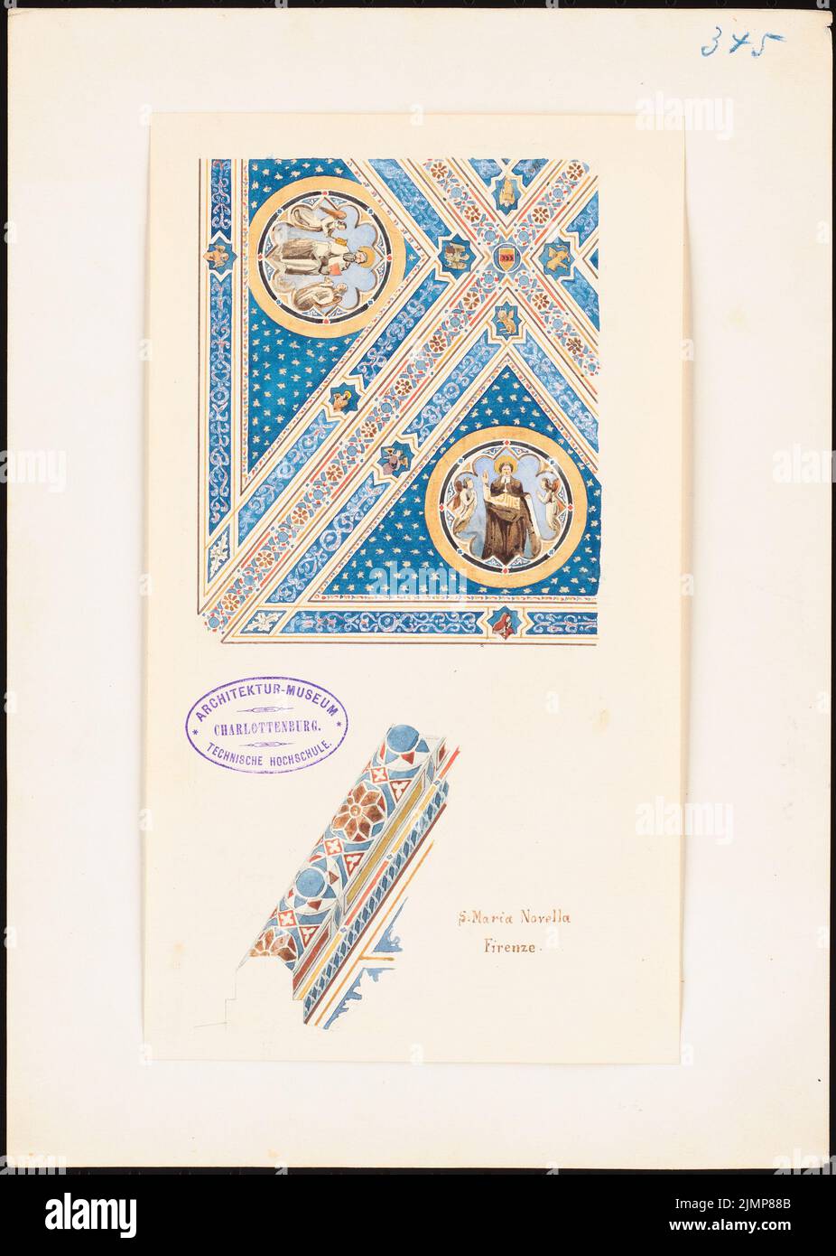 Nohl Maximilian (1830-1863), S. Maria Novella à Florence. Bijoux de plafond (1858-1858): Vue. Crayon aquarelle sur papier, 32,5 x 23,2 cm (y compris les bords de numérisation) Nohl Maximilian (1830-1863): S. Maria Novella, Florenz. Deckenschmuck Banque D'Images