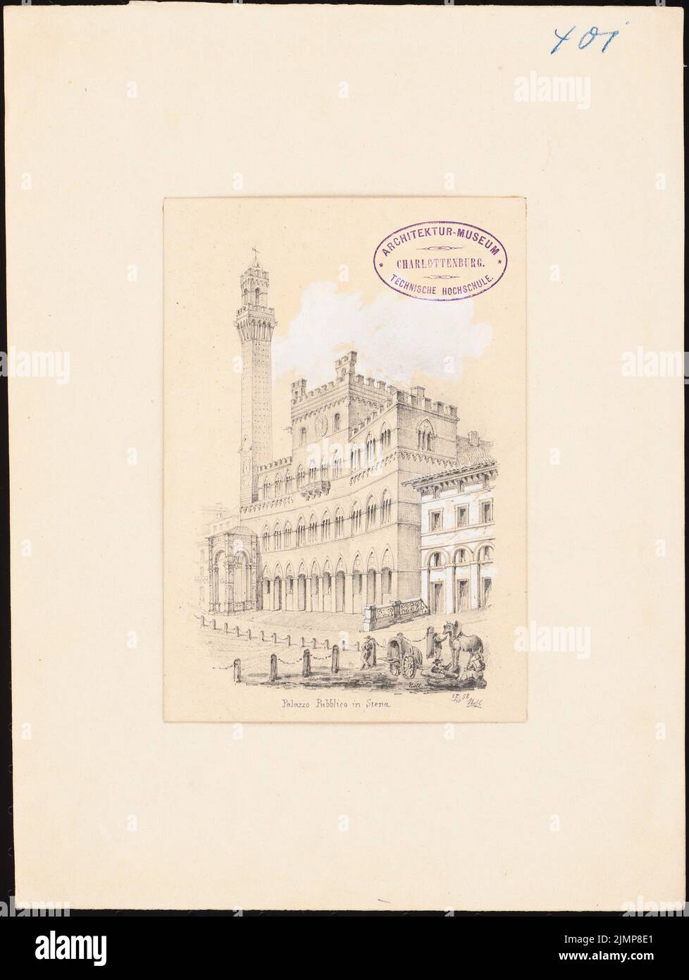 Nohl Maximilian (1830-1863), Palazzo Publico à Sienne (27 octobre 1858): Vue perspective. Crayon sur papier, 30,8 x 23,2 cm (y compris les bords de numérisation) Nohl Maximilian (1830-1863) : Palazzo Elektronico, Sienne Banque D'Images