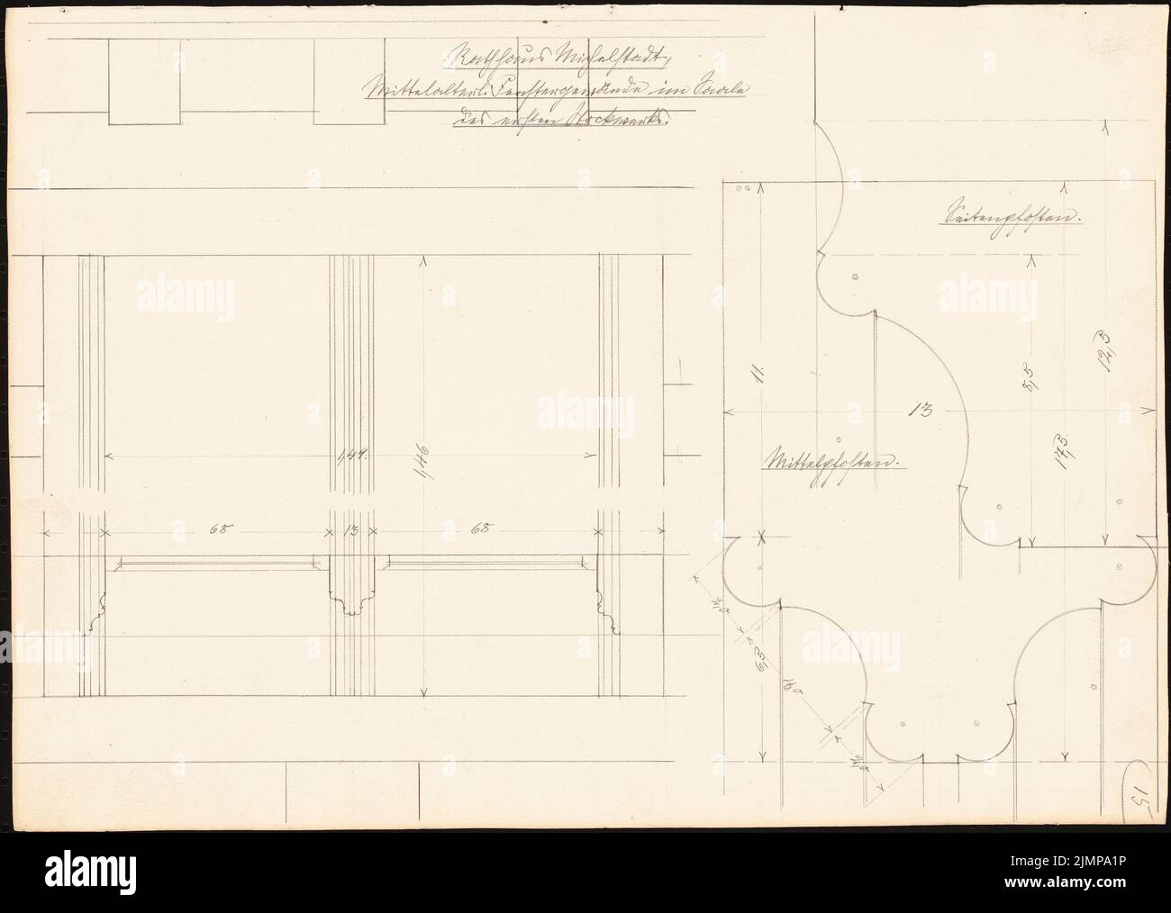 Lehmmübner Paul (1855-1916), hôtel de ville de Michelstadt (1897) : murs-fenêtres médiévaux au 1st étage. Crayon sur carton, 25 x 35,1 cm (y compris les bords de numérisation) Lehmgrübner Paul (1855-1916): Rathaus, Michelstadt Banque D'Images