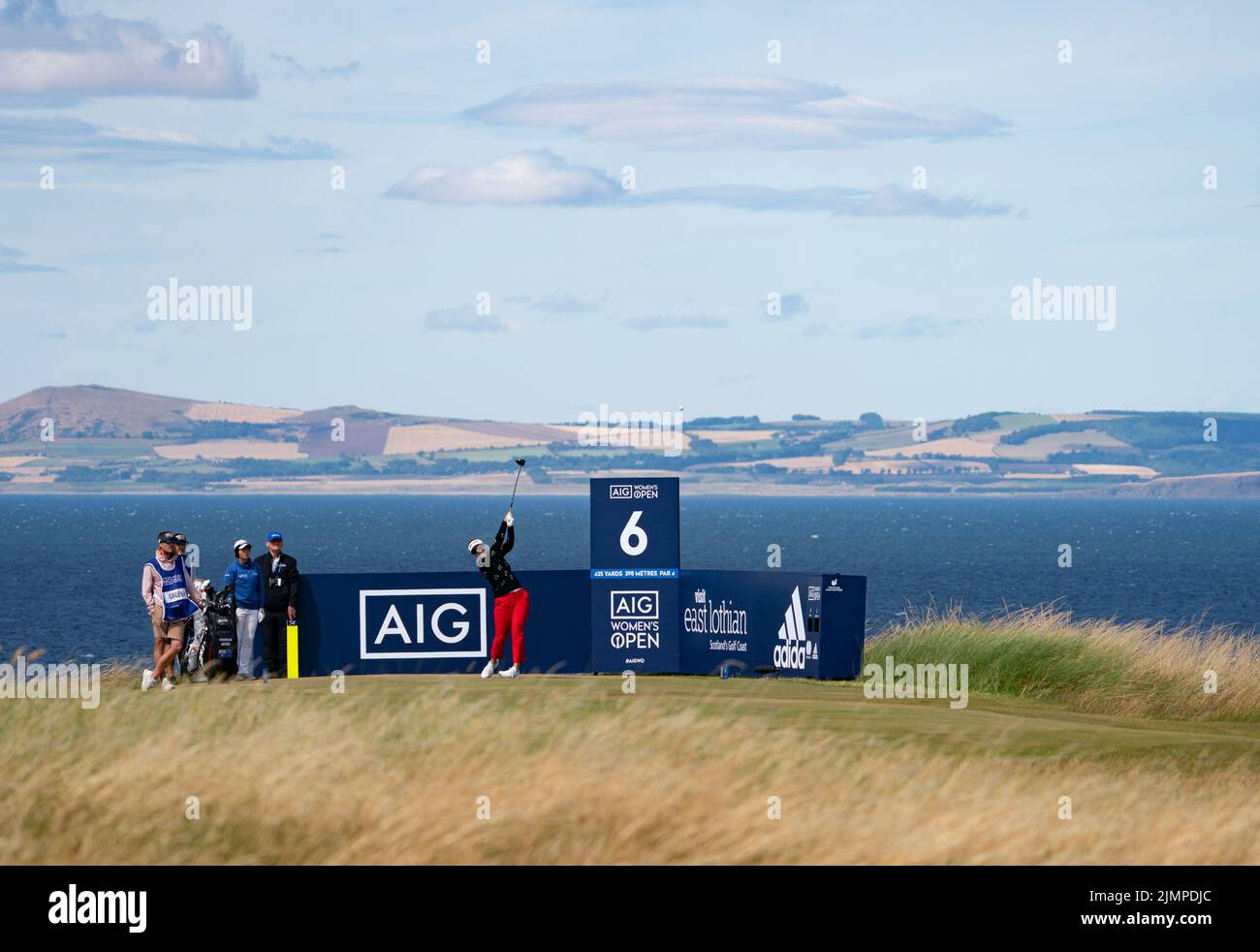 Gullane, Écosse, Royaume-Uni. 7th août 2022. Finale du championnat de golf AIG Women’s Open à Muirfield dans East Lothian. Photo : Hannah Green est sur le sixième trou. Iain Masterton/Alay Live News Banque D'Images