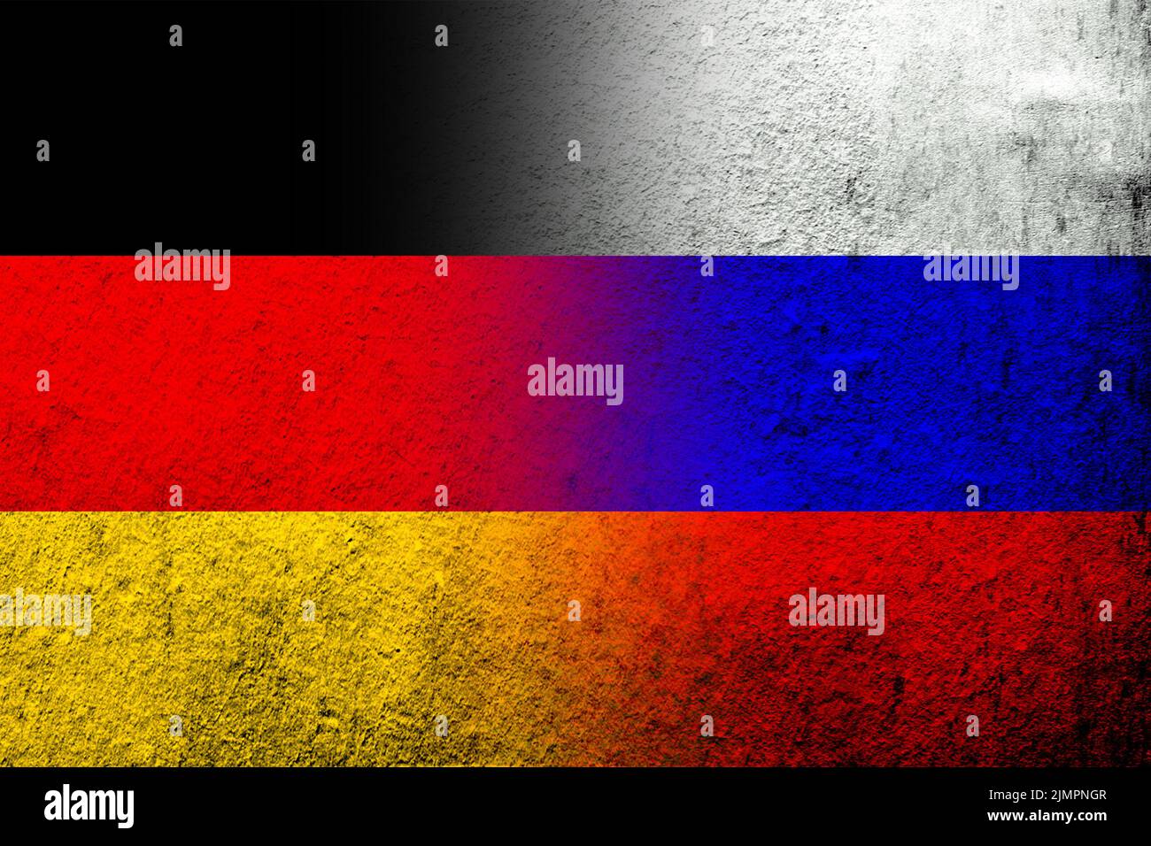 Drapeau national de la Fédération de Russie avec le drapeau national de l'Allemagne. Grunge l'arrière-plan Banque D'Images