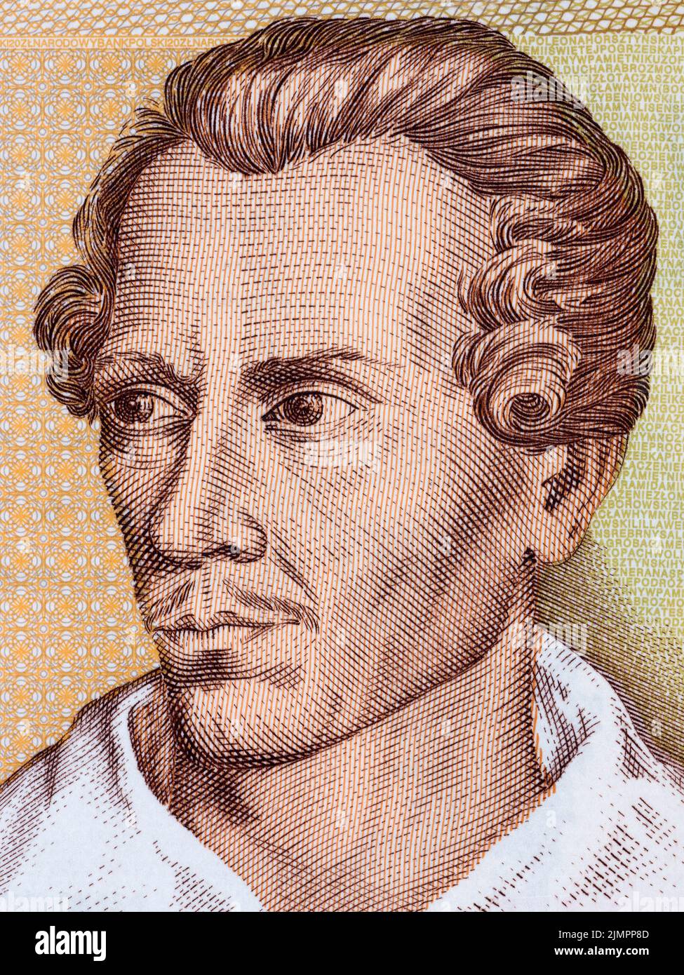 Portrait du Polonais Juliusz Slowacki argent Banque D'Images