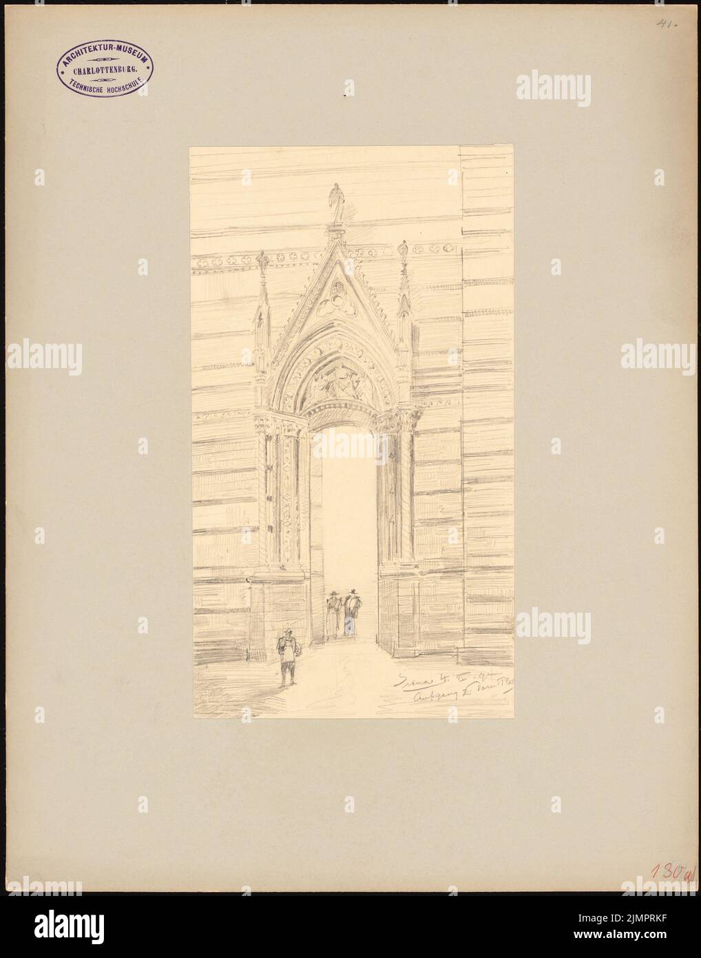 Hoffmann Emil (1845-1901), départ de la place de la cathédrale à Sienne (4 juin 1894): S. Maria Assunta. Crayon sur papier, 41,7 x 32,7 cm (y compris les bords de balayage) Hoffmann Emil (1845-1901): Aufgang zum Domplatz, Sienne Banque D'Images