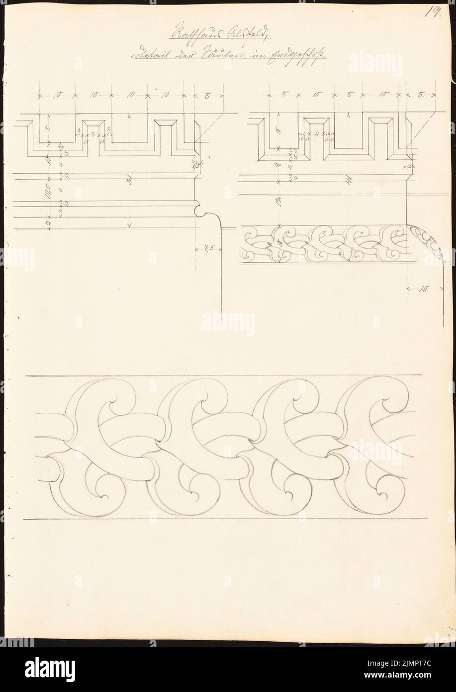 Lehmmübner Paul (1855-1916), hôtel de ville d'Alsfeld (1897) : détail des colonnes au rez-de-chaussée. Crayon sur la boîte, 35,4 x 25 cm (y compris les bords de numérisation) Lehmgrübner Paul (1855-1916): Rathaus, Alsfeld Banque D'Images