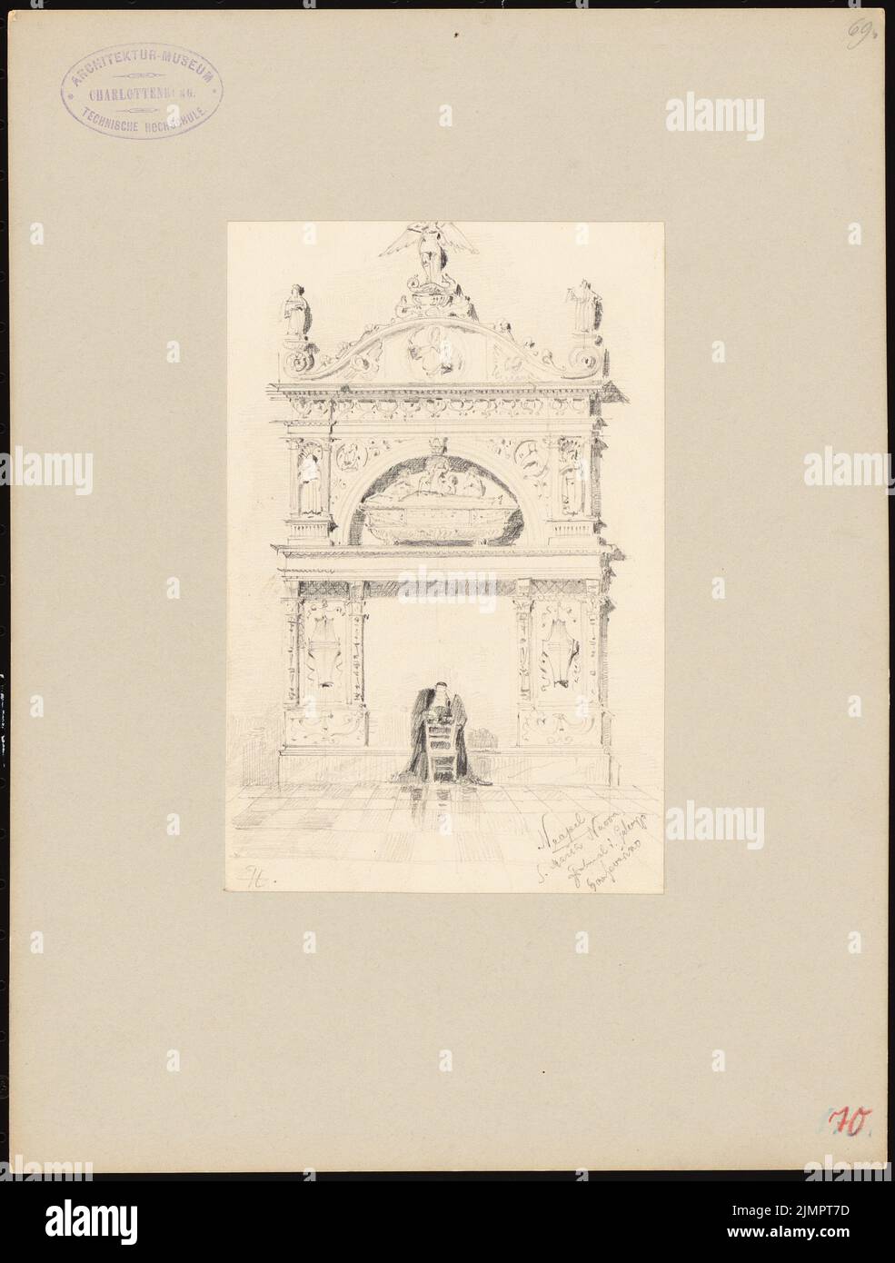 Hoffmann Emil (1845-1901), S. Maria Nuova à Naples (1894) : tombe d. Galeazzo Sanseverino. Crayon sur papier, 32,6 x 24,7 cm (y compris les bords de balayage) Hoffmann Emil (1845-1901): S. Maria nuova, Neapel Banque D'Images