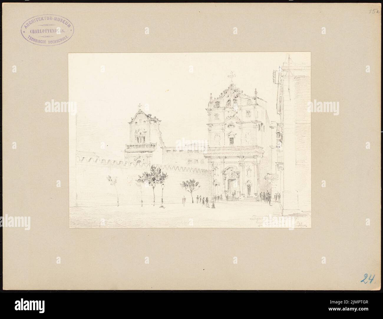 Hoffmann Emil (1845-1901), S. Luccia dans Syrakus (23.03.1894): Vue. Crayon sur papier, 24,7 x 32,3 cm (y compris les bords de balayage) Hoffmann Emil (1845-1901): S. Luccia, Syrakus Banque D'Images