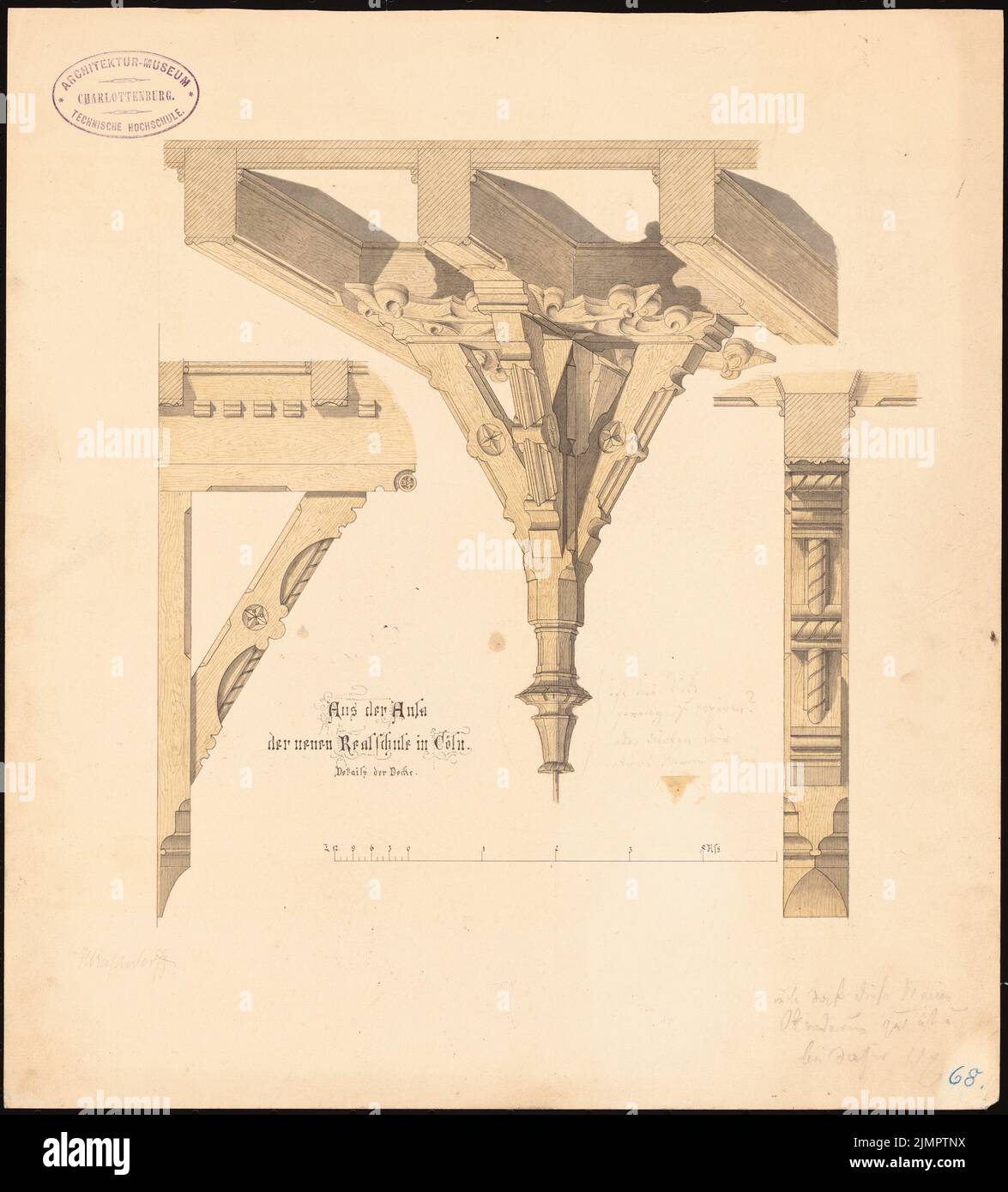 Raschdorff Julius (1823-1914), Realschule, Cologne (sans date) : détail de la couverture. Encre, crayon aquarelle sur la boîte, 34,2 x 30,9 cm (y compris les bords de balayage) Raschdorff Julius (1823-1914): Realschule, Köln Banque D'Images