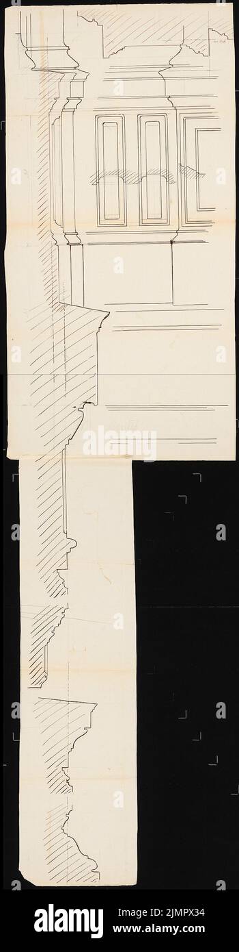 Knoblauch Eduard (1801-1865), Anhalt-Dessauische Landesbank, Dessau (1852): Bibliothèque de fenêtres de détails, voir. Matériau/technologie N.N. Capturé, 282,7 x 76,3 cm (y compris les bords de balayage) Knoblauch Eduard (1801-1865): Anhalt-Dessauische Landesbank, Dessau Banque D'Images