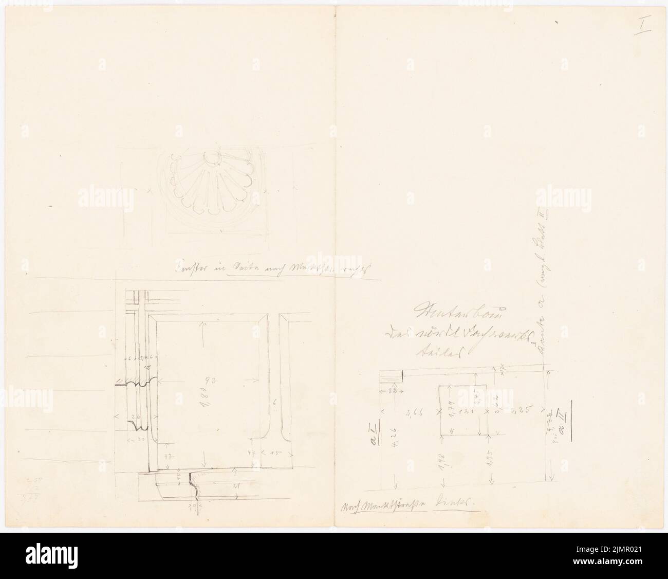 Lehmgrübner Paul (1855-1916), hôtel de ville de Goslar (1903) : laf de fenêtre et sous-structure des piliers à colombages du nord. Crayon sur papier, 33,6 x 42,1 cm (y compris les bords de numérisation) Lehmgrübner Paul (1855-1916): Rathaus, Goslar Banque D'Images