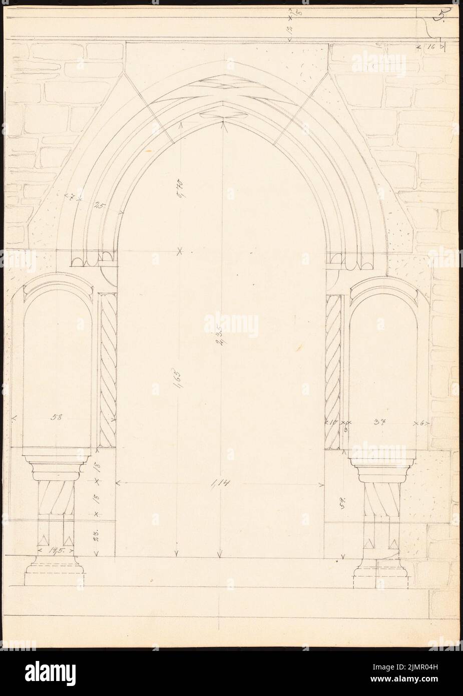 Lehmmübner Paul (1855-1916), Rathaus in Goslar (1903) : vue de la porte intérieure. Crayon sur la boîte, 35,1 x 25 cm (y compris les bords du scan) Lehmgrübner Paul (1855-1916): Rathaus, Goslar Banque D'Images