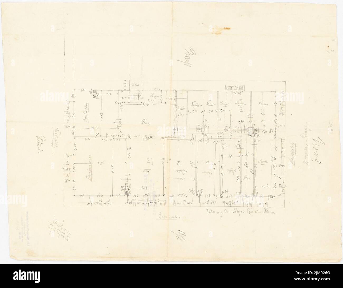 Lehmmübner Paul (1855-1916), Rathaus in Hannoversch Münden (1898): Plan d'étage Zwittage. Crayon sur papier, 39,8 x 51,5 cm (y compris les bords de numérisation) Lehmgrübner Paul (1855-1916): Rathaus, Hann. Münden Banque D'Images