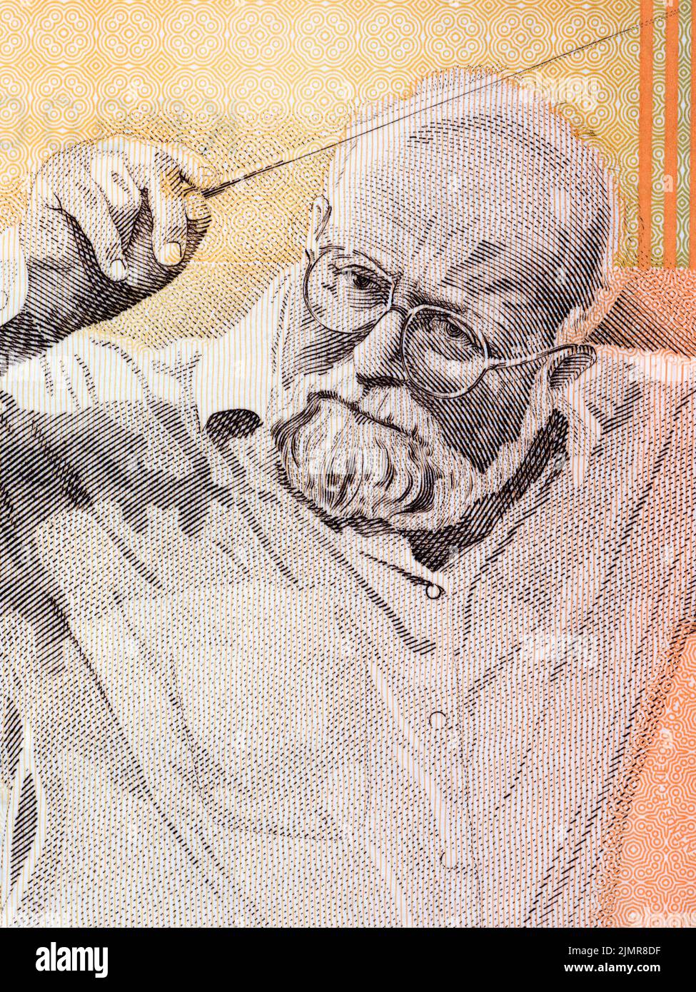 Portrait du Polonais Krzysztof Penderecki argent Banque D'Images