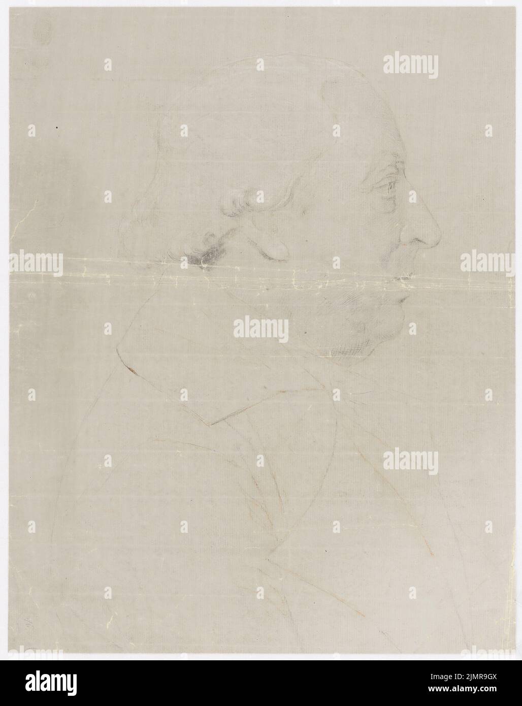 Artiste inconnu, portrait de l'ancien Carl Gotthard Langhan (sans date): Portrait de l'ancien Carl Gotthard Langhan (comme Inv.Nr. 5857). Crayon, craie sur papier, 45,3 x 35,9 cm (y compris les bords de numérisation) Unbek. Künstler : Portrait des älteren Carl Gotthard Langhans Banque D'Images