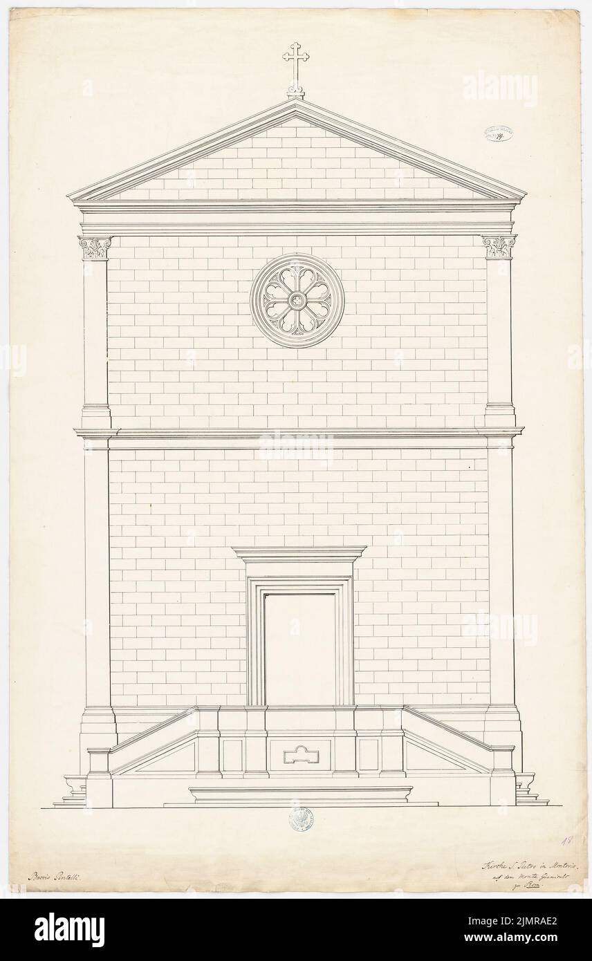 Messow Eduard, S. Pietro in Montorio, Monte Gianicolo, à Rome (sans DAT.): Vue de façade. Encre sur papier, 101,3 x 66,7 cm (y compris les bords) Messow Eduard : S. Pietro in Montorio, Monte Gianicolo, ROM Banque D'Images