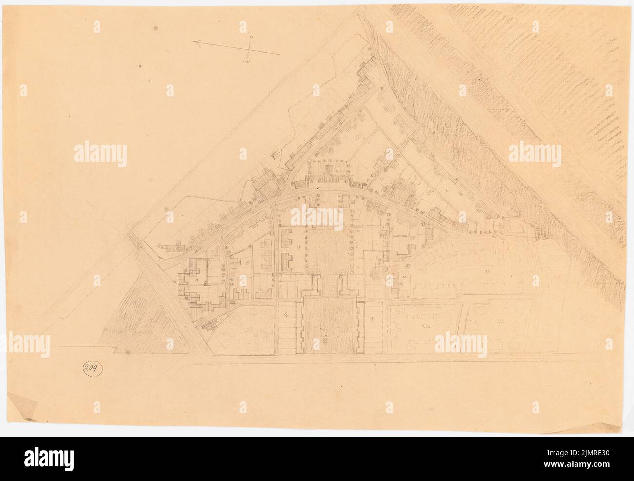 Jansen Hermann (1869-1945), petite colonie Frise, Emden (15 juillet 1916): Ministère 1: 1000. Rupture de lumière sur papier, 49,8 x 72,2 cm (y compris les bords de balayage) Jansen Hermann (1869-1945): Kleinsiedlung Friesland, Emden Banque D'Images