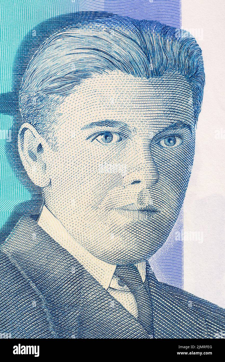 René Magritte un portrait de l'argent belge - Francs Banque D'Images