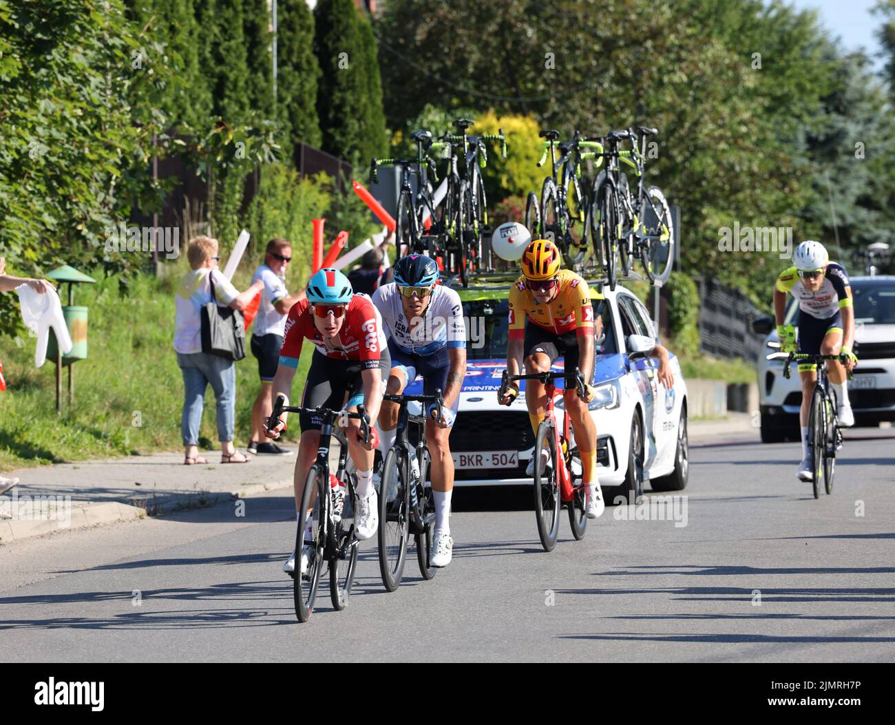 Cracovie, Pologne - 5 août 2022: Tour de Bologne UCI – Tour du monde, étape 7 Skawina - Cracovie. Le plus grand événement cycliste d'Europe de l'est. Banque D'Images