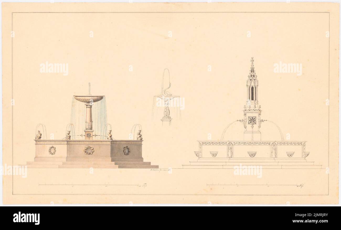 Architecte inconnu, Brunnen (1821): Vues. Tuche aquarelle sur papier, 22,7 x 37,5 cm (y compris les bords de numérisation) N.N. : Brunnen Banque D'Images