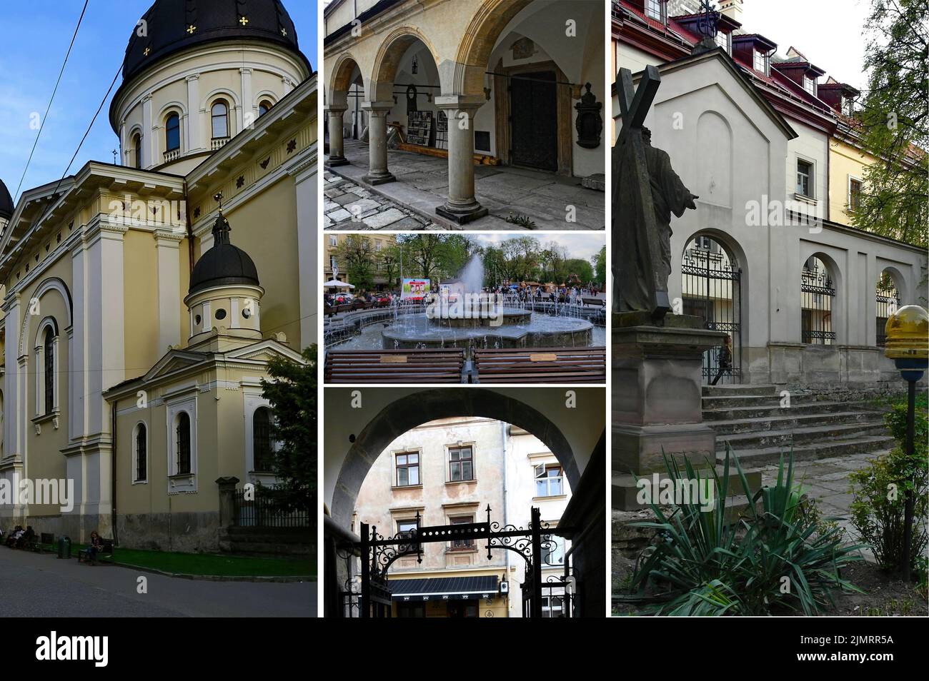 La jolie ville ukrainienne de Lviv avec ses églises et ses palais dans le petit centre historique, qui se réfèrent à des atmosphères suggestives et romantiques Banque D'Images