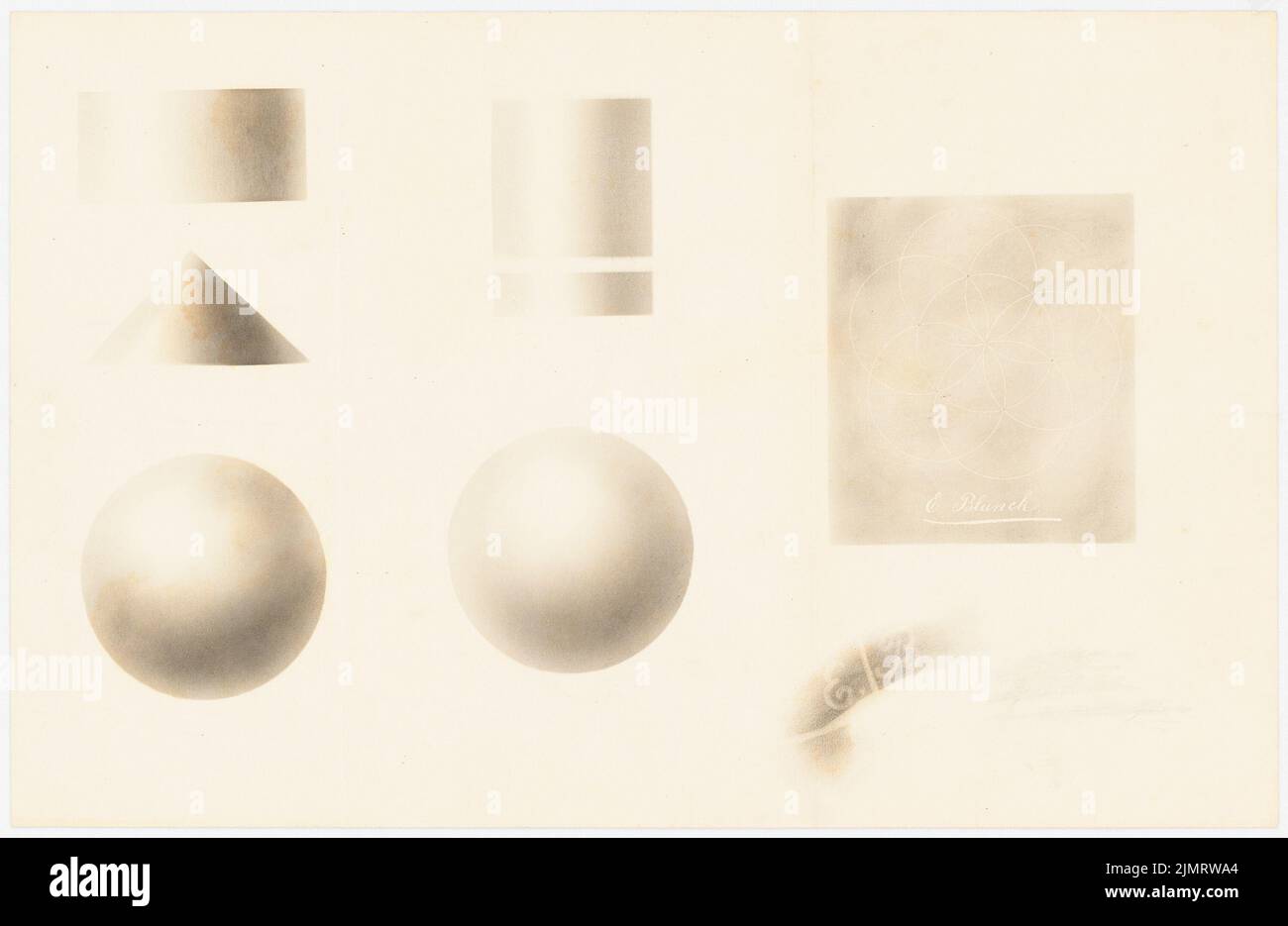 Blunck Erich (1872-1950), études de dessin (sans date): Études de dessin (sans point de repère). Rupture légère sur papier, 27,5 x 42,2 cm (y compris les bords de numérisation) Blunck Erich (1872-1950): Zeichnungsstudien Banque D'Images