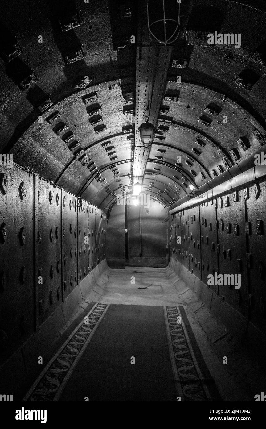 Moscou, Russie - 25 octobre 2017 : tunnel à Bunker-42, installation souterraine anti-nucléaire construite en 1956 comme poste de commandement de la strat Banque D'Images