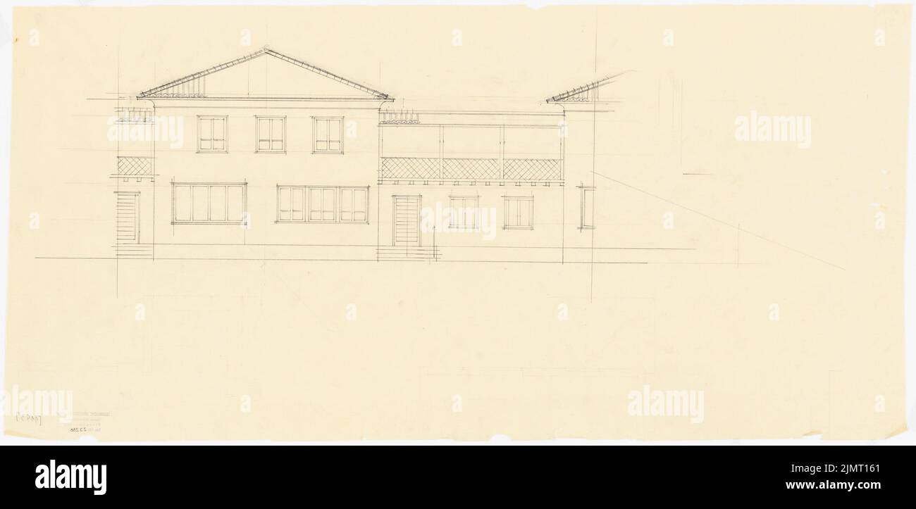 Jansen Hermann (1869-1945), plan de développement total Ankara. Ankara Cooperifi. Types de maisons (1935-1935): Type D2, Diyarbekir, maison de rangée (maison de chaîne) 5 chambres, vue de face 1:50. Crayon sur transparent, 39,1 x 80,4 cm (y compris les bords de balayage) Jansen Hermann (1869-1945): Gesamtbebauungsplan Ankara. Ankara Kooperatifi. Haustypen Banque D'Images