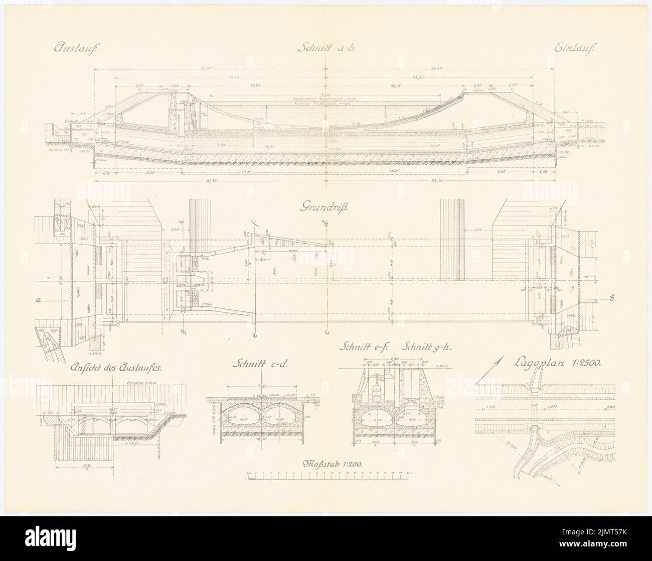 Architecte inconnu, EMS-Weser-Canal (1914): Düker de l'IbbeBürener AA. Lithographie sur carton, 33,7 x 42,6 cm (y compris les bords de balayage) N.N. : EMS-Weser-Kanal Banque D'Images