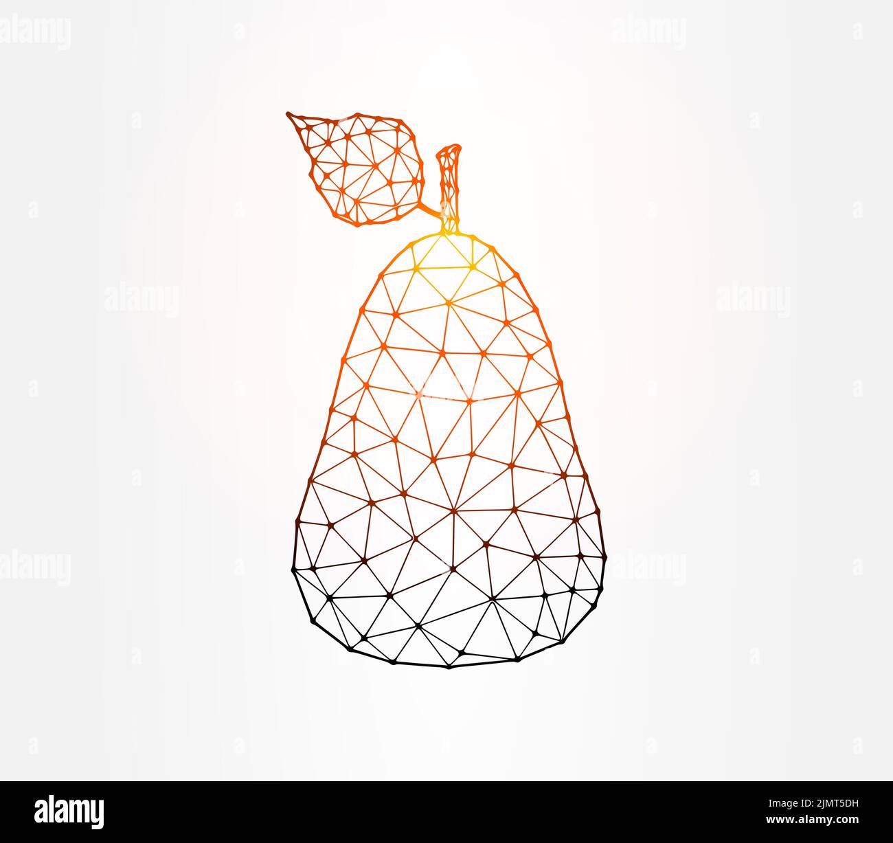 Illustration PEAR Low poly sur fond blanc Banque D'Images