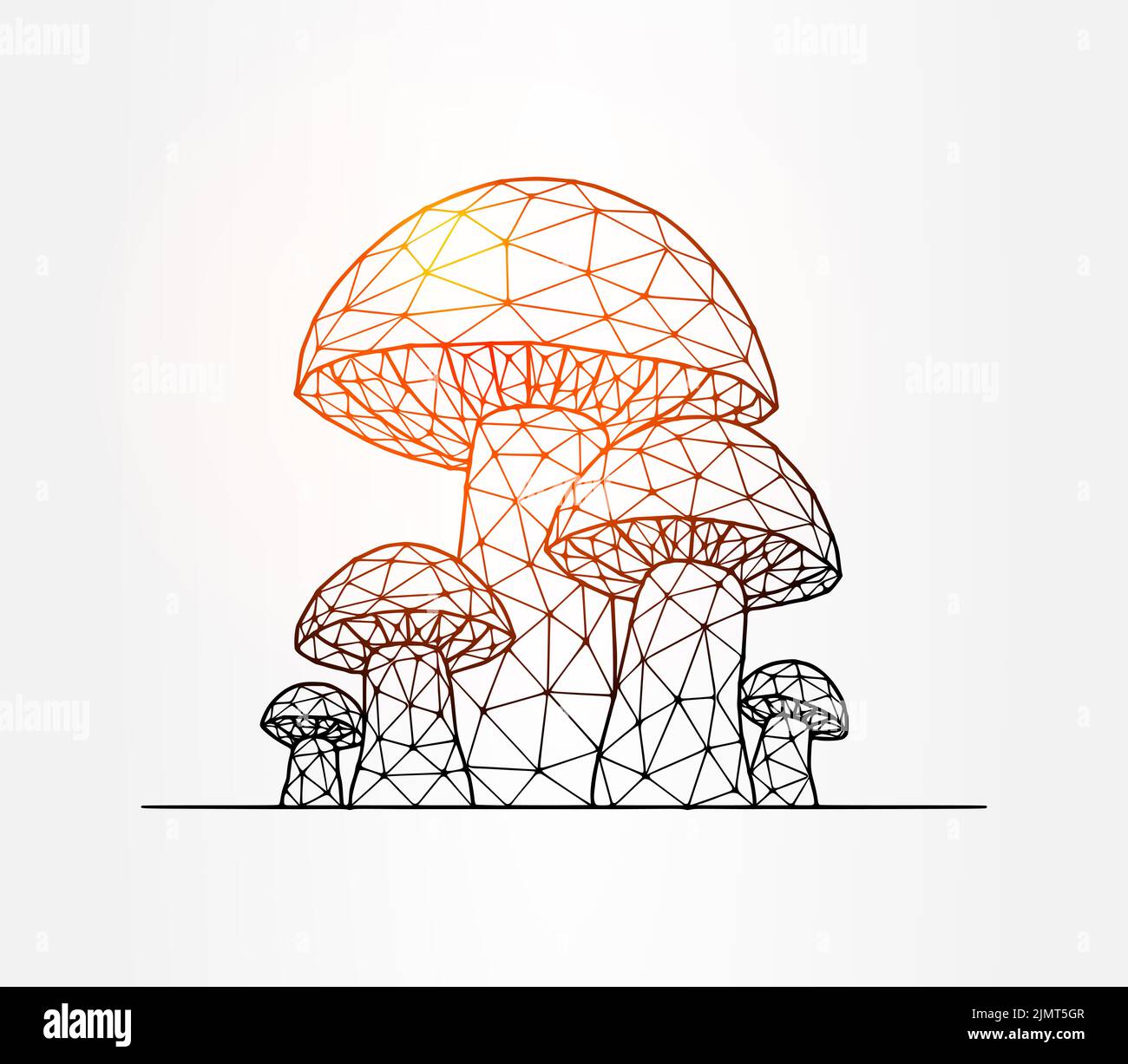 Illustration de champignons bas poly sur fond blanc Banque D'Images