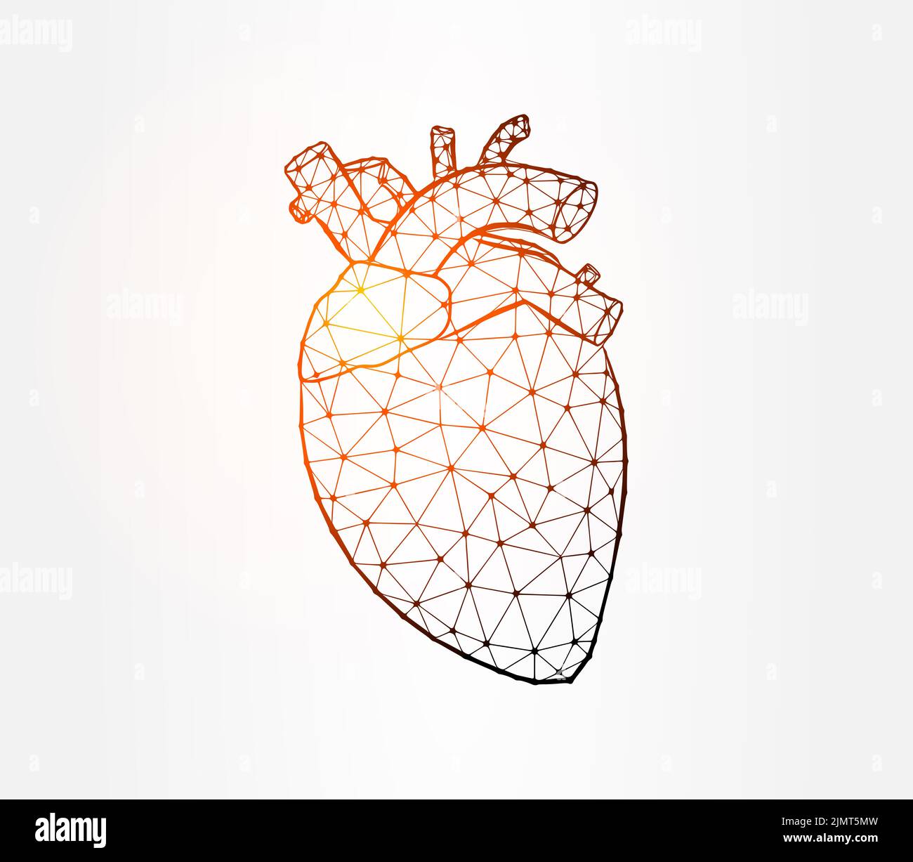Illustration de la faible teneur en poly de l'organe interne du cœur sur fond blanc Banque D'Images