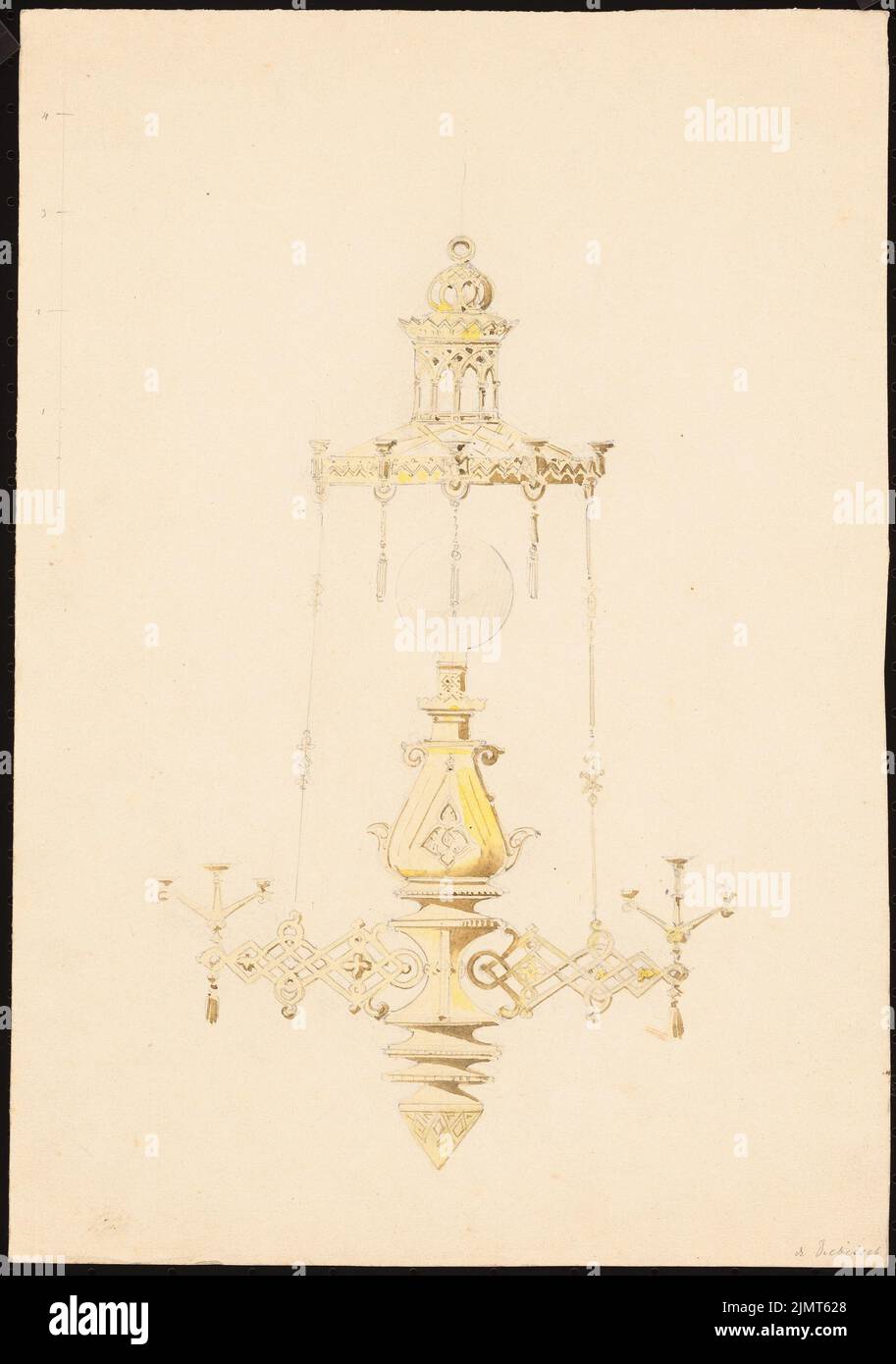 Diebitsch Carl von (1819-1869), Lampe, le Caire (sans date) : vue d'une lampe de suspension, échelle. Aquarelle crayon sur la boîte, 38,3 x 26,9 cm (y compris les bords de balayage) Diebitsch Carl von (1819-1869): Lampe Banque D'Images